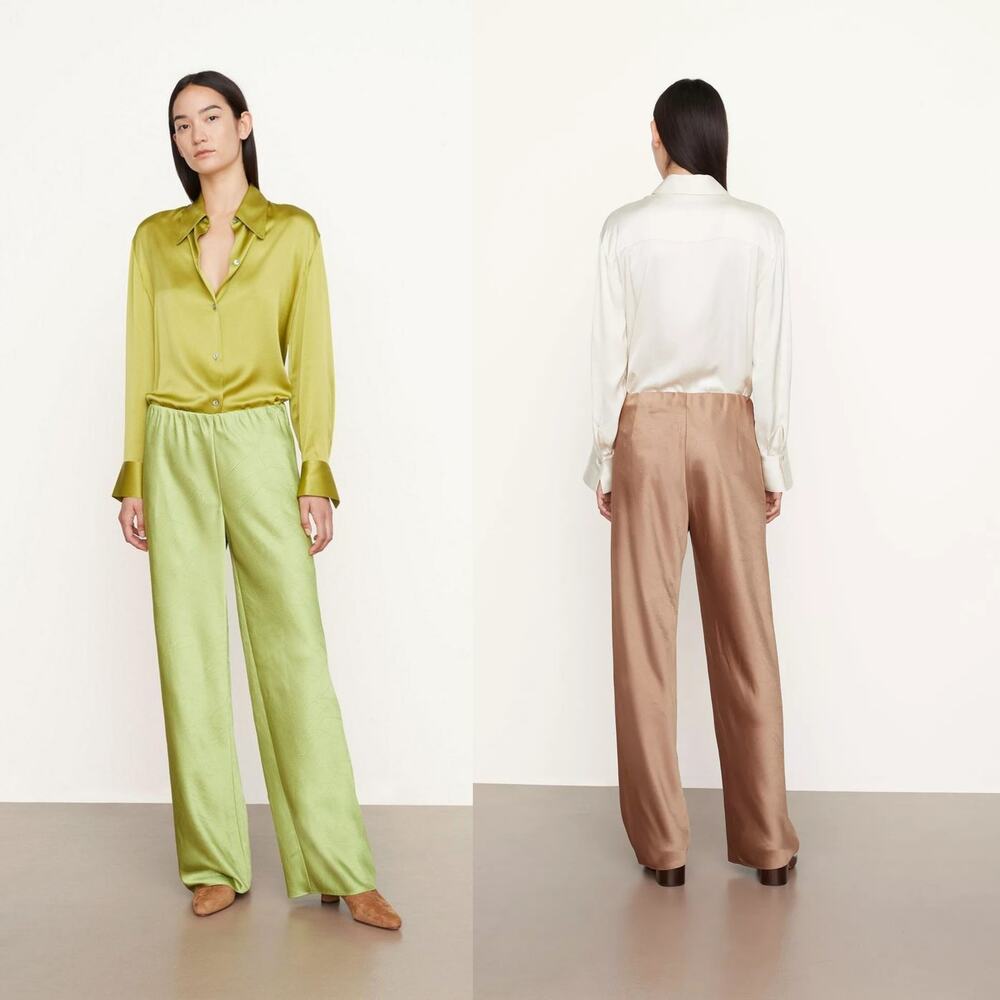 Vince Monogram Bias-Cut Pant (Green) Women's L
